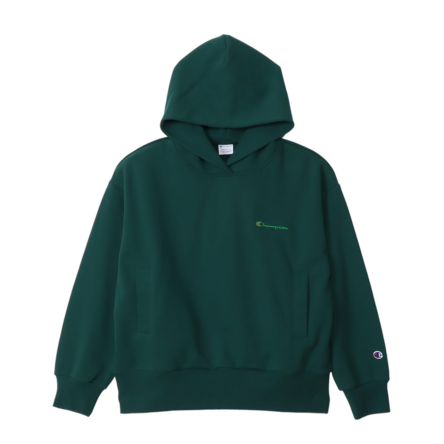

Champion Long Sleeve Fleece Sweatshirt with RelaxFit Script Deep Women s Logo, Green, CW-A104