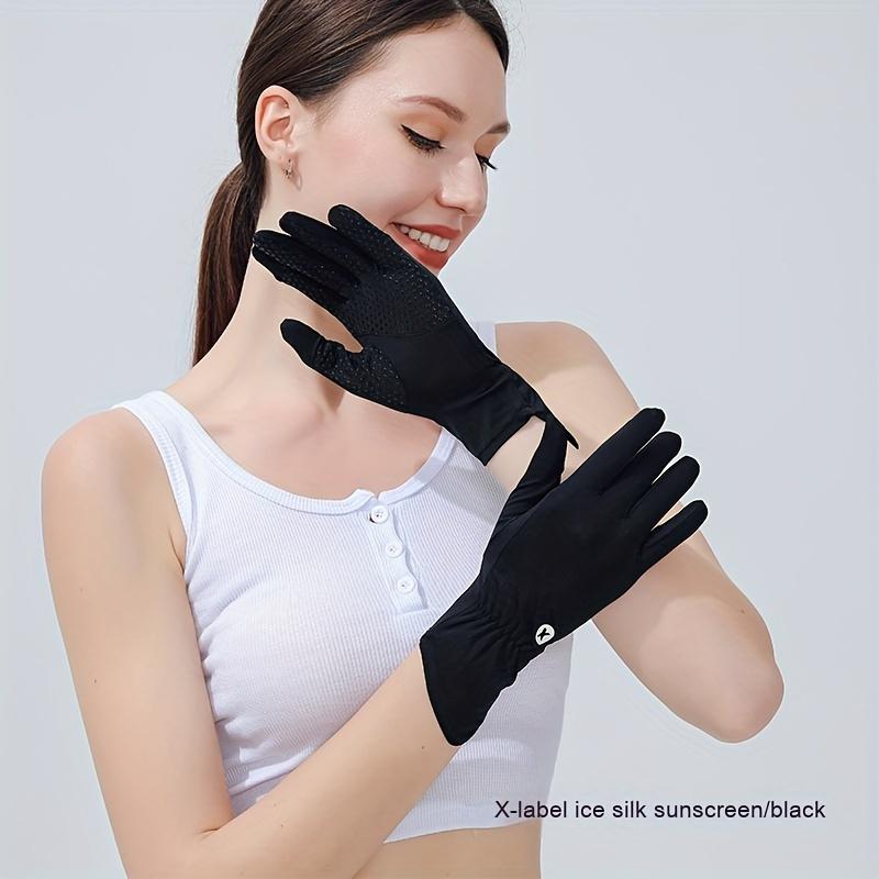 Sunscreen Gloves for Women, Ice Silk, Summer UV Protection, Outdoor Thin Design, Cycling, Driving, Anti Slip