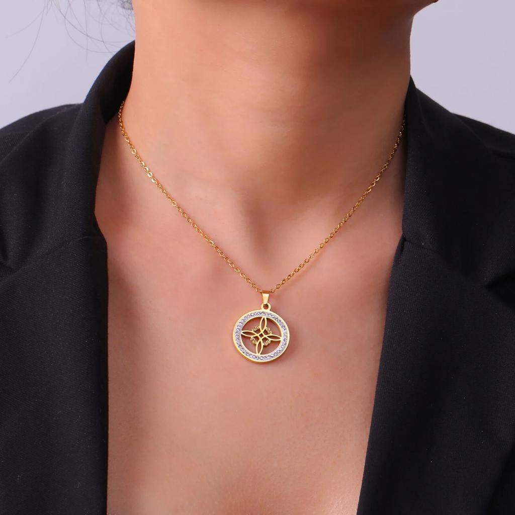 Skyrim Čarodějnický Náhrdelník Čarodějnický Uzel Nerezová ocel Průhledný Zirkon Kulaté náhrdelníky s přívěskem Amulet Wicca Šperky Dárek k narozeninám