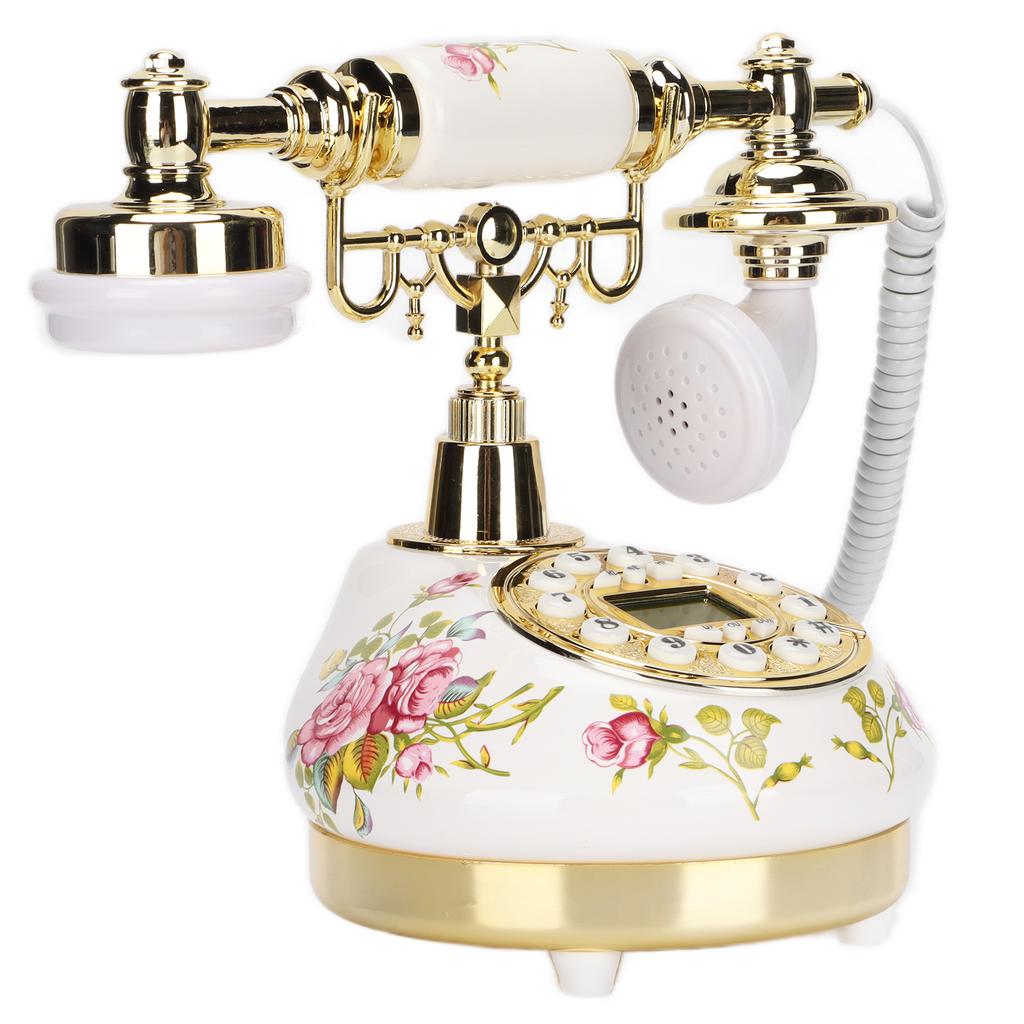 European Retro Landline Ceramic Printing Creative Digital Old Fashioned Telephone with Electronic