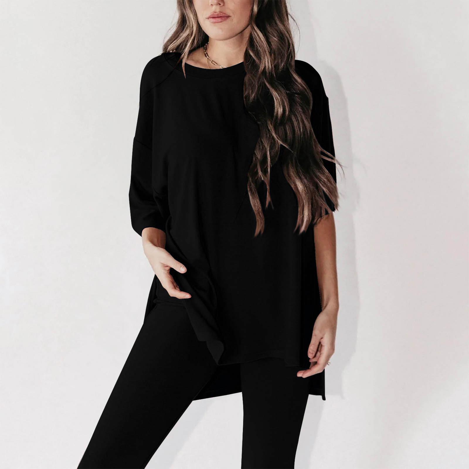 

Женский летний комплект из 2 предметов с круглым вырезом и короткими рукавами, заниженными плечами, топ для больших мальчиков и обтягивающие байкерские шорты для йоги, комплект XXL тёмно-синий