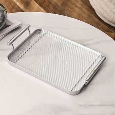 Serviertabletts Mehrzweck-Acryl Rechteckig mit Griffen Geschirr Arbeitsplatte Organizer Platte