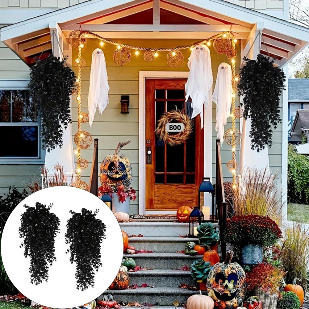 Artificial Eucalyptus Leaves Fake Hanging Eucalyptus Halloween Hanging Eucalyptus Branches Spooky Black for Indoor for Halloween