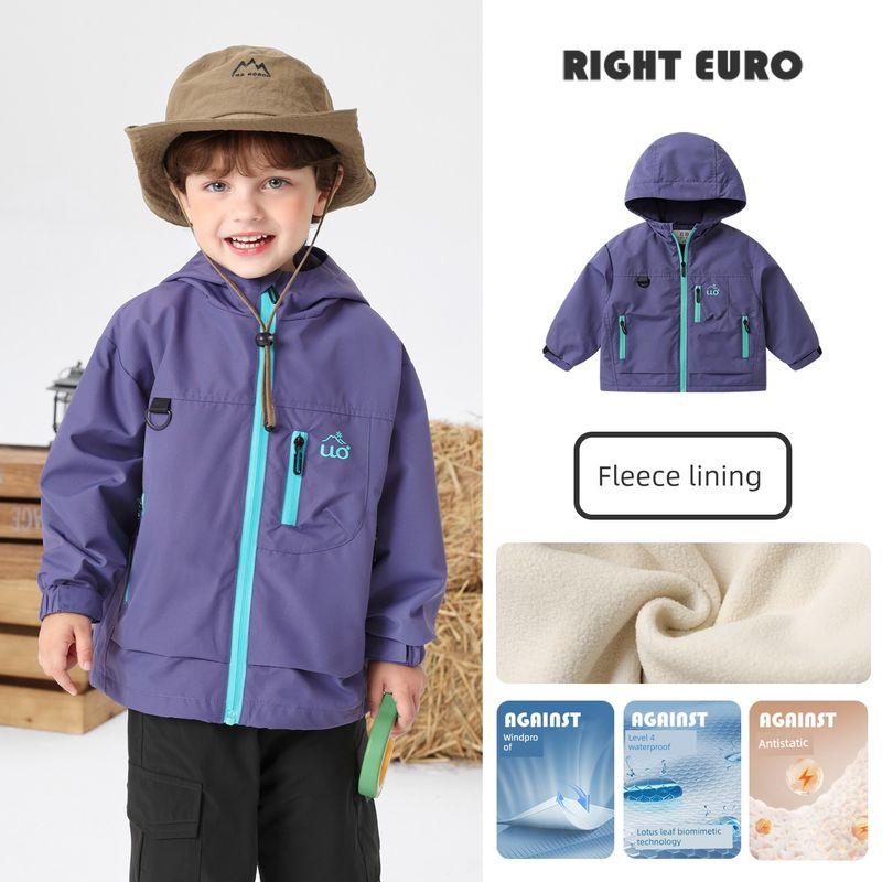 Right European Style Boys' Outdoor Three-Proof Fleece-Lined Hooded Jacket 2025 Autumn and Winter New Children's Clothing Baby Top