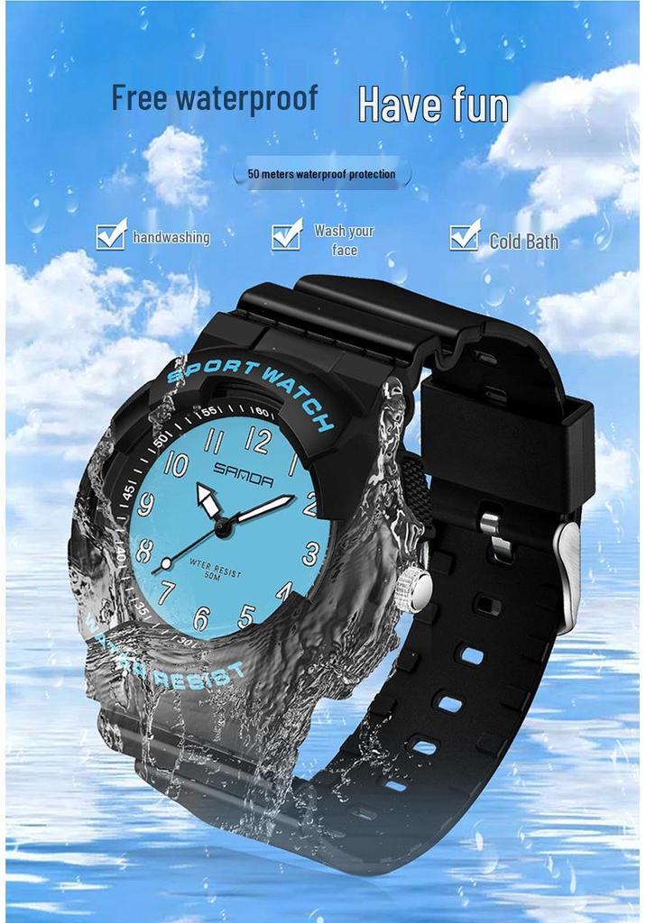 Sanda Cross-border Watches for Men, Women, and Teens - Fresh Style, Sporty Waterproof Electronic Quartz Watches, Fashionable for Students