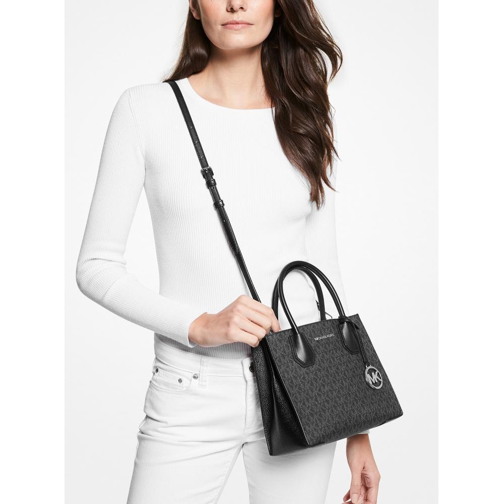 Michael Kors Mercer Shopper Tote Crossbody Medium   Mk Signature 35t1sm9m2b1 Black