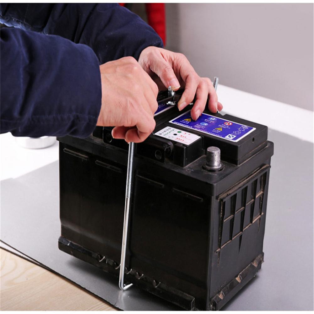 Universal Black Battery Tray Car Storage Battery Holder + Hold Down Clamp Safe