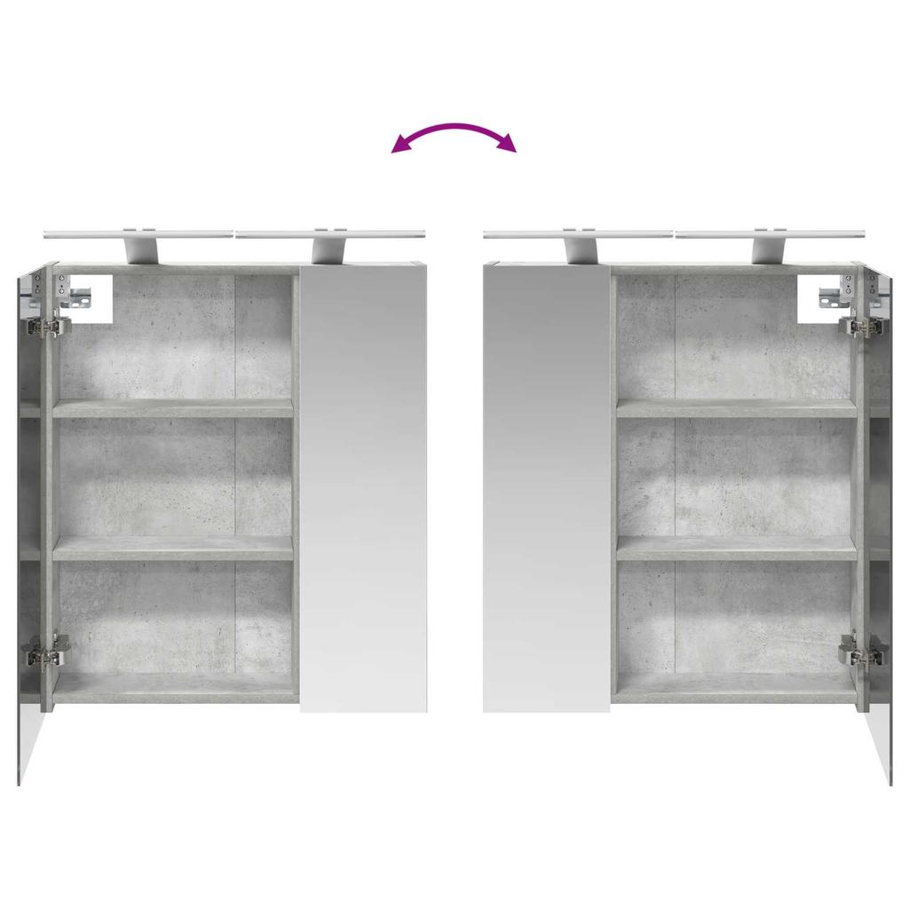 Bathroom Mirror Cabinet with Shelf Concrete Grey 60 x 14.5 x 70 cm
