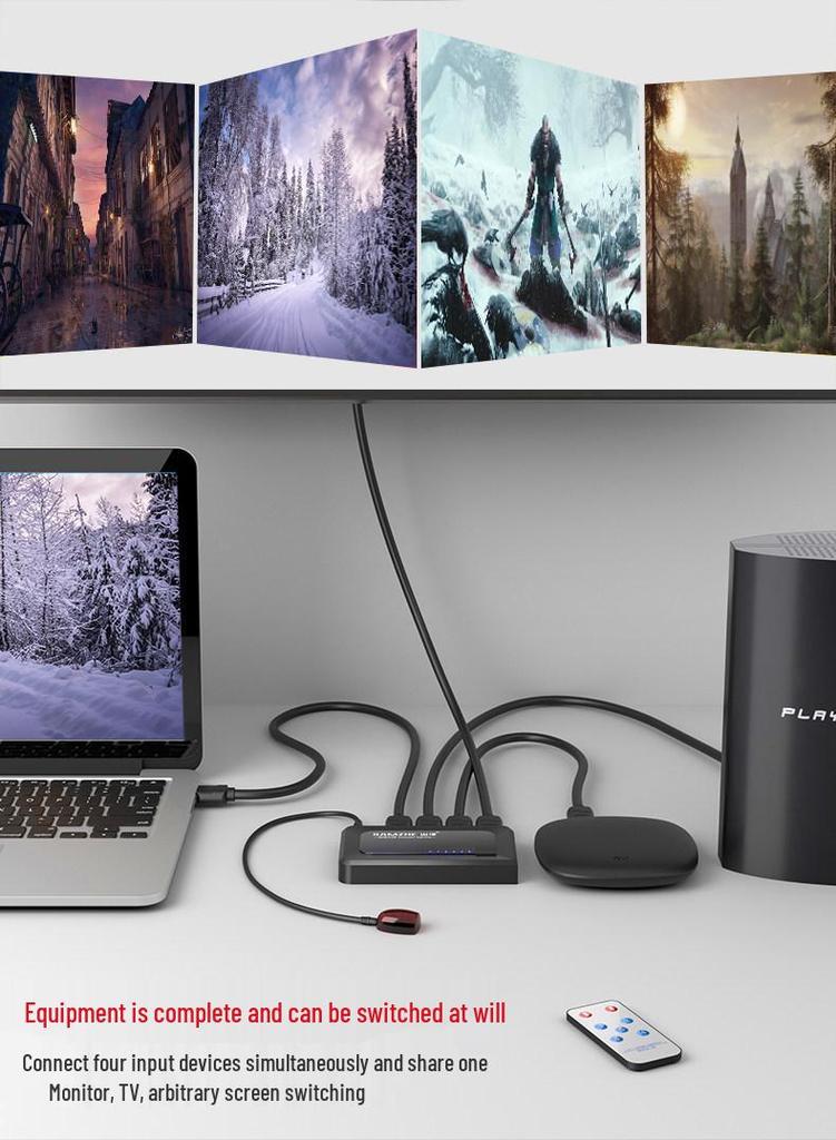 Shan Ze HDMI Switcher: 3-in-1 Converter & 4-in-1 Splitter for High-Definition Video Displays