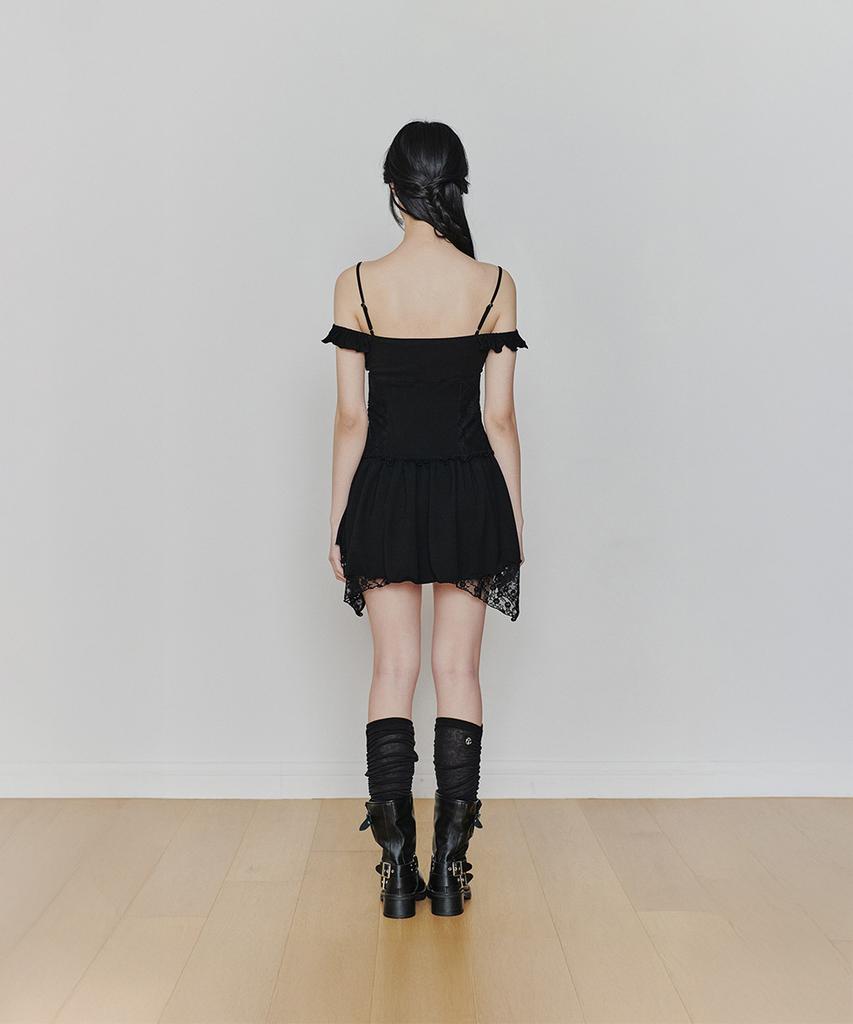 Pain Or Pleasure Petal Ruffle Dress Black