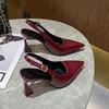 Fashion Summer 2025 New Women Black Fashion Sandals Woman Heels Pumps Sexy Pointed Toe Sandalias Female High Heels Shoes Women