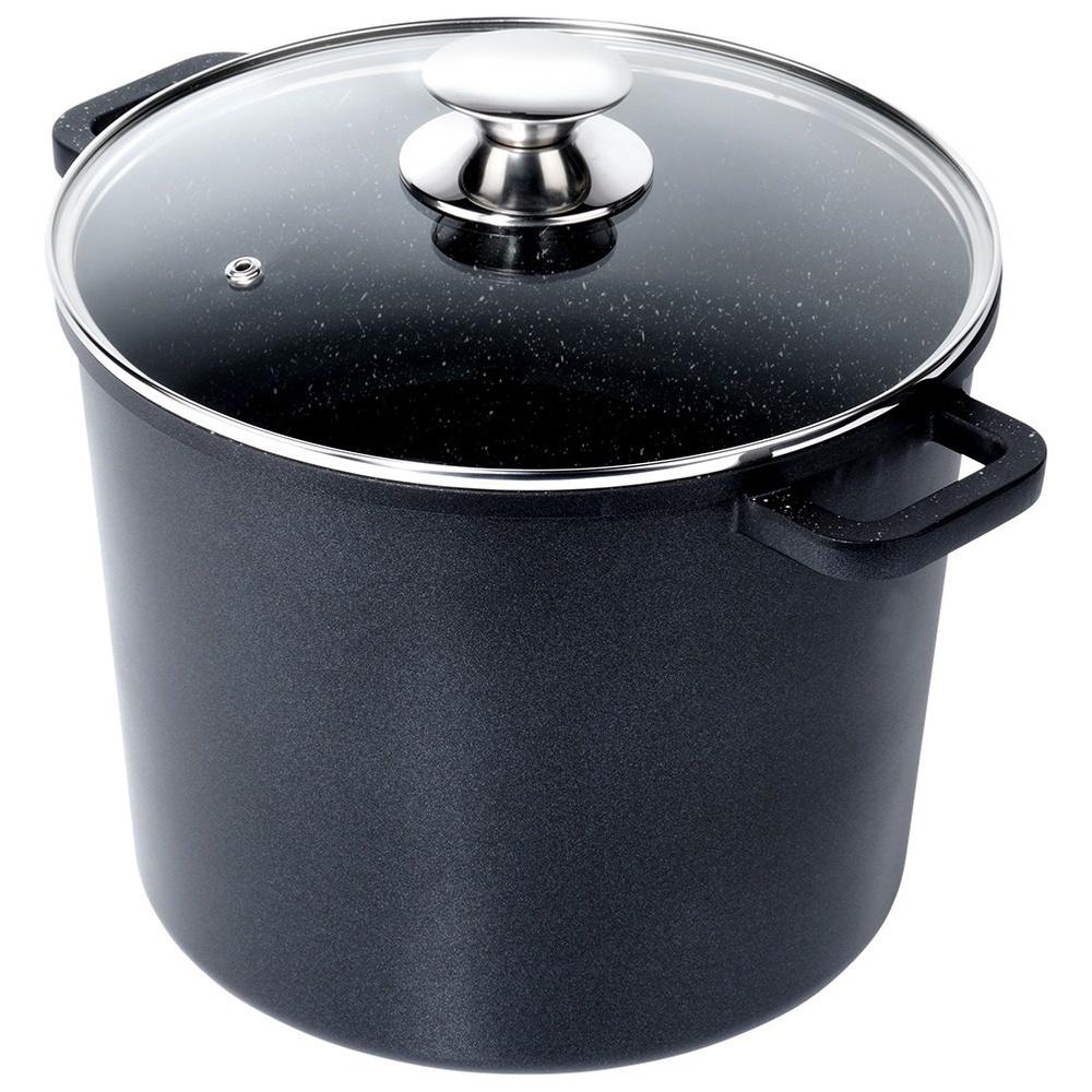 Hoher Granittopf mit Glasdeckel zum Kochen und Schmoren 7,6L