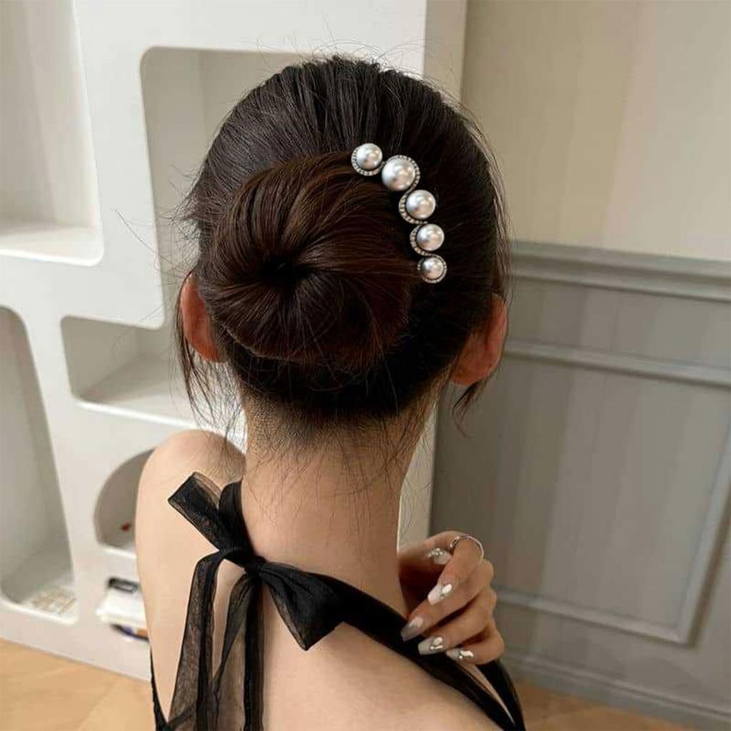 Elegant Metal Imitation Pearls Hairpins With Geometric Cutouts Secure Grip U-shaped Hair Pins For Updos And Styling