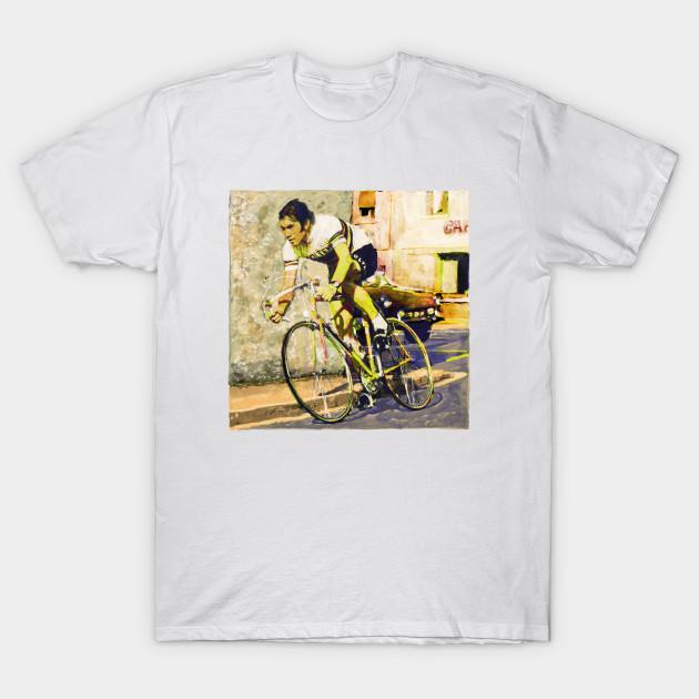 Men Black Print T-shirt Eddy Merckx No-Cut Transfer Paper Print Cotton Tshirt S белый