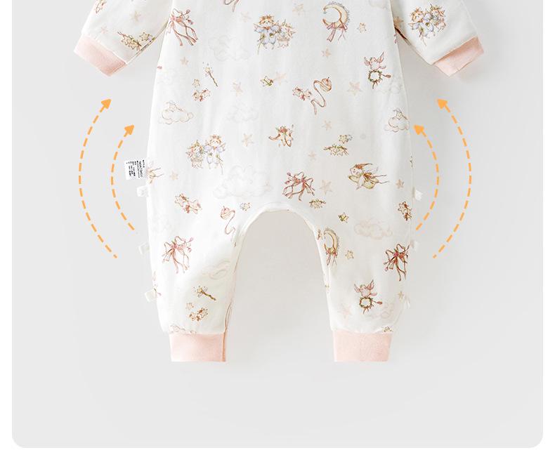 Warm Cotton-Blend Baby Sleeping Bag Onesie for Boys & Girls: Split Leg, Suitable for Spring, Autumn & Winter