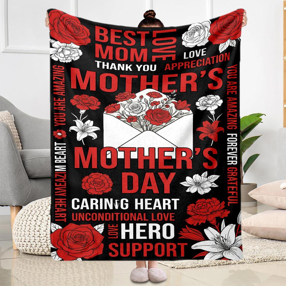 Mom's Gratitude And Love Blanket Suitable for Sofas,travel, Living Rooms Also a Good Gift for Friends and Family Suitable for All Seasons.