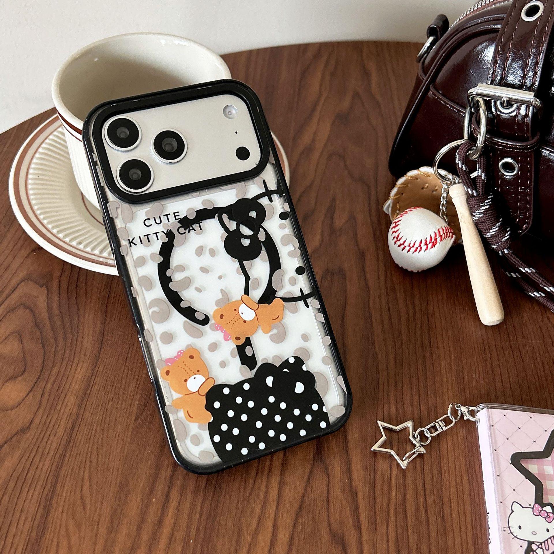Leopard Print Bow Magnetic Phone Case for iPhone 16/17 Pro Max - Trendy Design 11