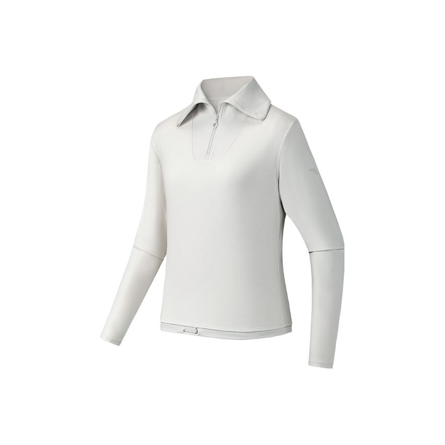 Anta Simple Polo Neck Pullover Letter Casual Versatile Comfortable Sports Knit Sweater Women Sweater 162547402-1