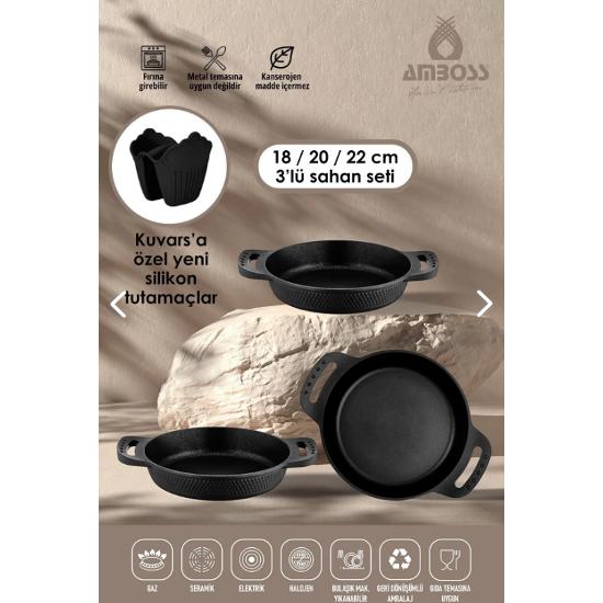 

Kuvars 3 Parça Döküm Titanyum Kaplama Yanmaz Yapışmaz Sahan (OMLET) Seti