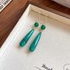 New Chinese-style smudged agate water drop ear hook, simple and advanced earrings, versatile and exquisite temperament, national style trend earrings