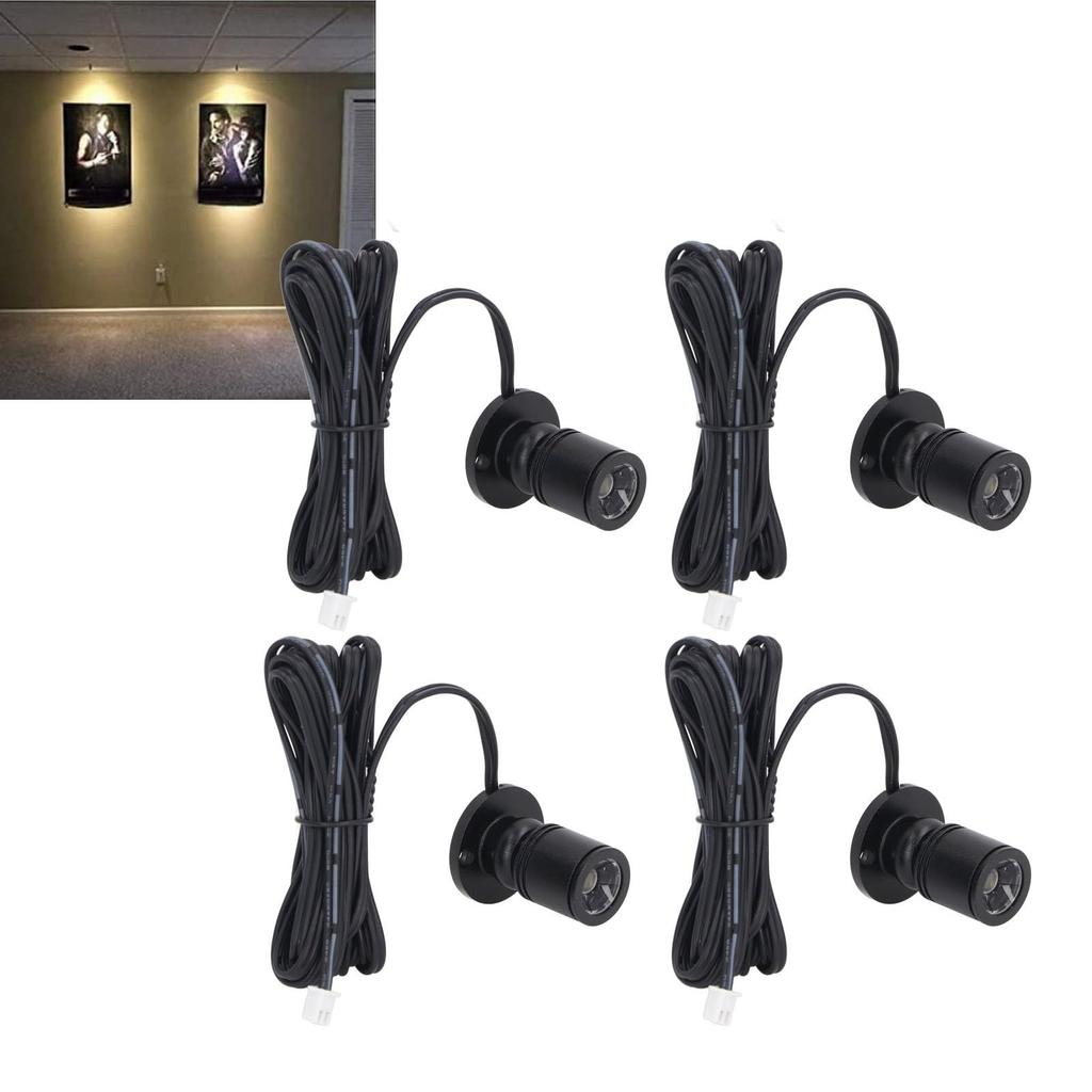 4 LED Display Spotlights, 5V Dimmable USB Mini Spotlights for Jewelry Showcases and Entryways (Warm Light 3000K)