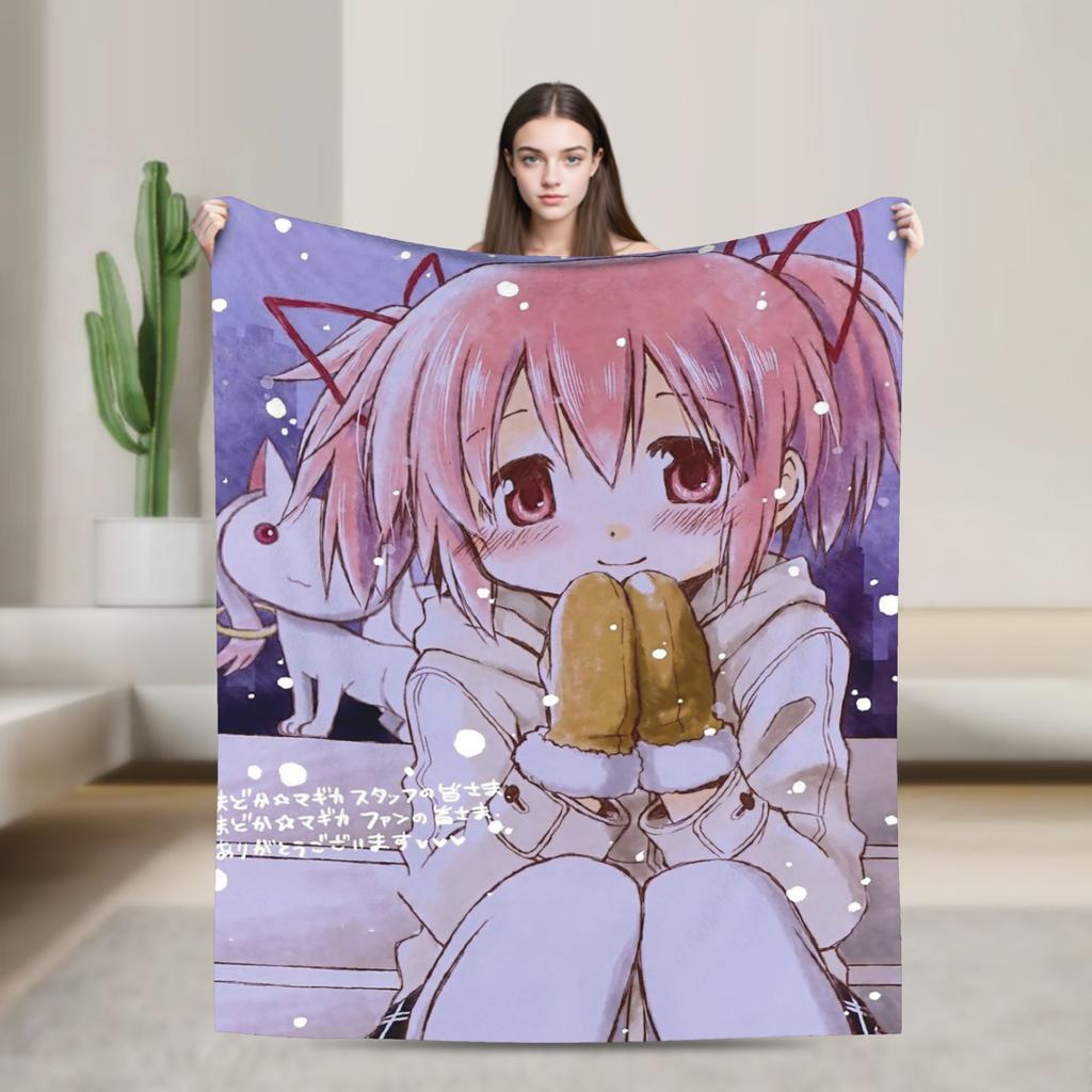 Puella Magi Madoka Magica Blanket Anime Flannel Awesome Soft Throw Blanket for Bedding Lounge Decoration