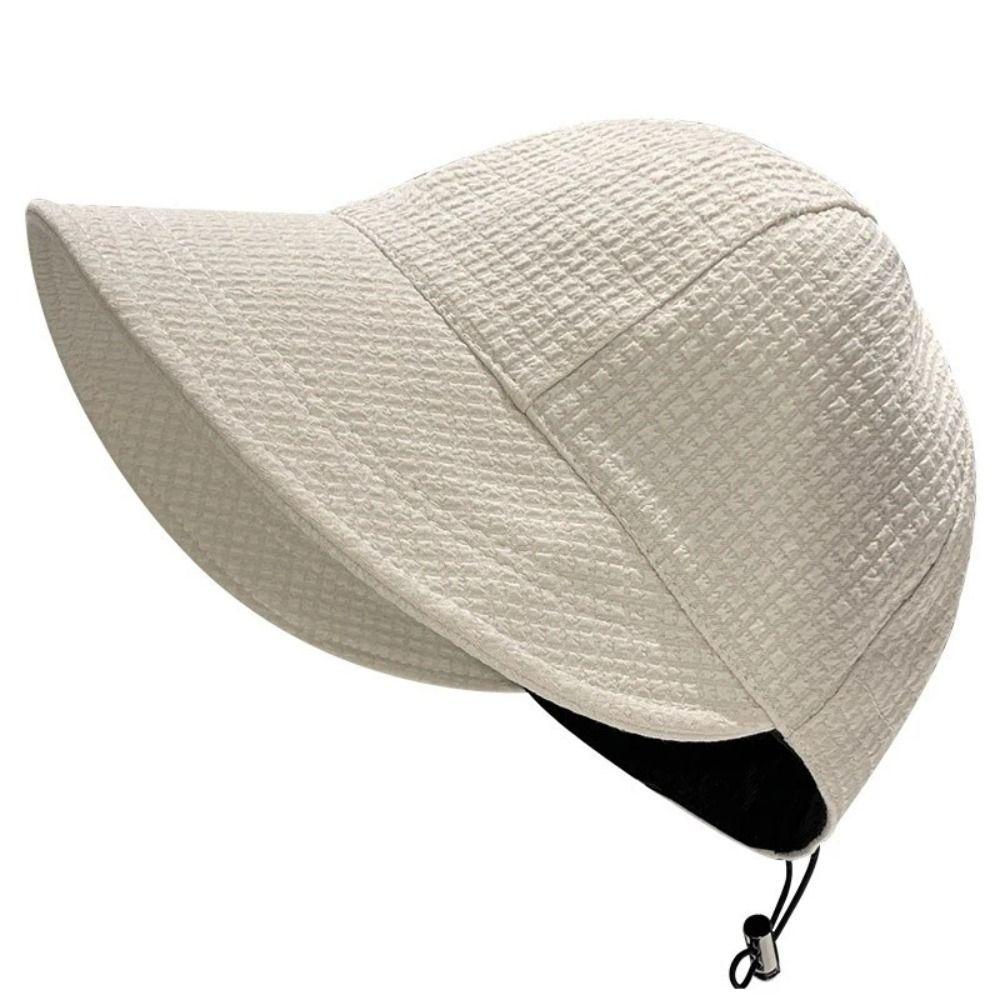 Quick-drying Waffle Beach Cap Solid Color Wide Brim Sun Hat Simple Waffle Bucket Hat  Male
