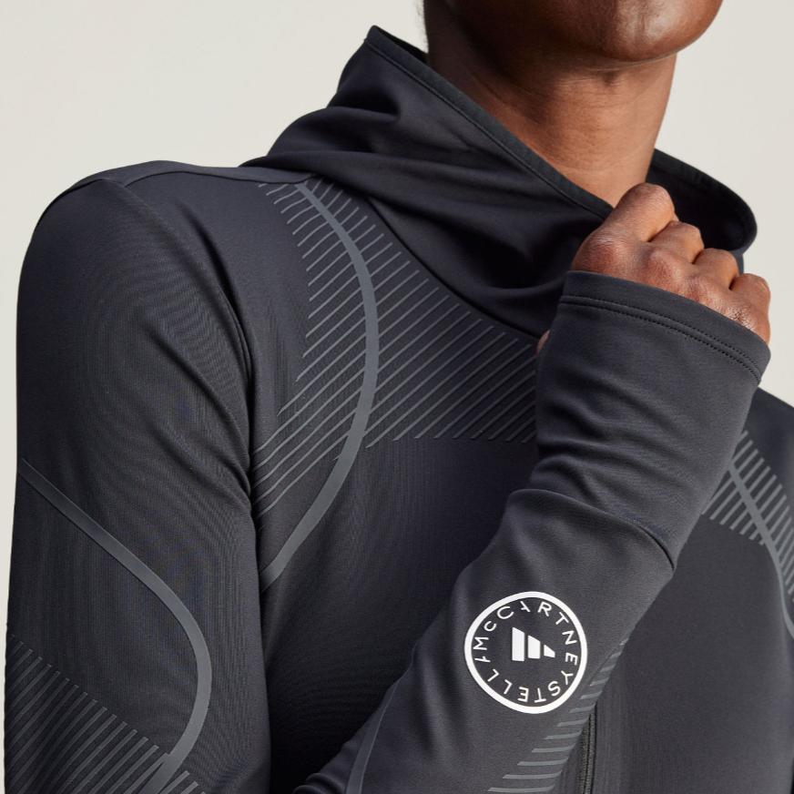 Adidas Cold.Rdy Stella McCartney FW24 Truepace Running Top Warm Sweat-Wicking Hooded Long Sleeve Jacket Women tops Black IY5019