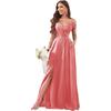 1011 new evening dress European and American bridesmaid dress suspender long dress solid color banquet evening dress