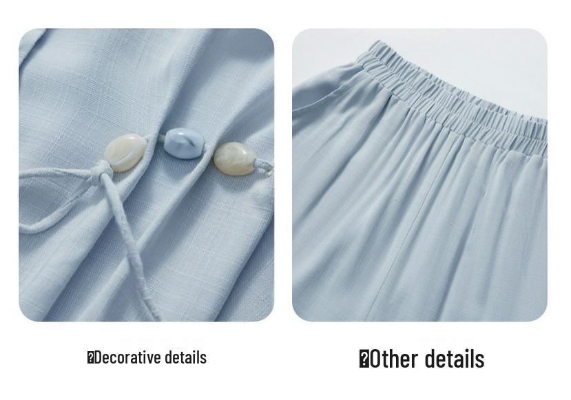 Elegant Summer 2026 Two-Piece Set: Short Sleeve Loose Top & Wide Leg Pants for Women - Chic & Dignified Style for Middle-Aged and Elderly