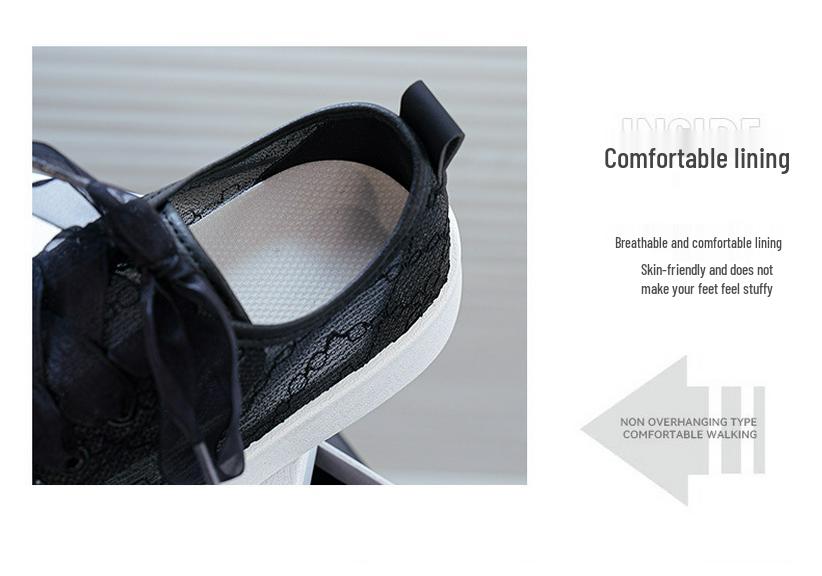 2026 Summer Women's Lace Mesh Canvas Shoes: Breathable, Versatile Style with Thick Sole