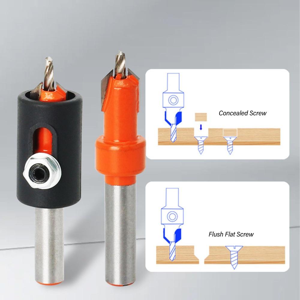 5pcs High Carbon Steel Countersink Drill Bit Set Round Shank Woodworking Drill Bit For Woodworking