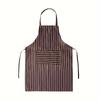 Striped Waterproof Cotton Work Apron Oil-Resistant Cooking Apron for Home Restaurant Coffee Shop Men and Women