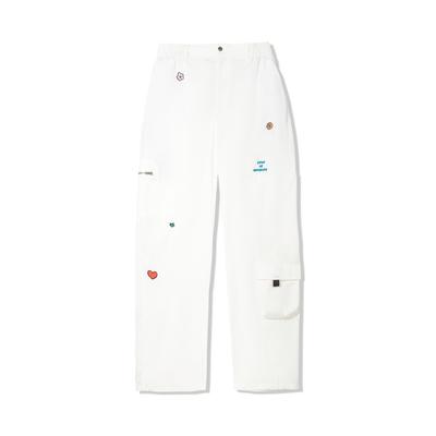 Li Ning X Taka Sha Collaboration Letter Mid-Rise Breathable Versatile Straight Leg Casual Pants Women Bottoms Off-White AKXV340-4