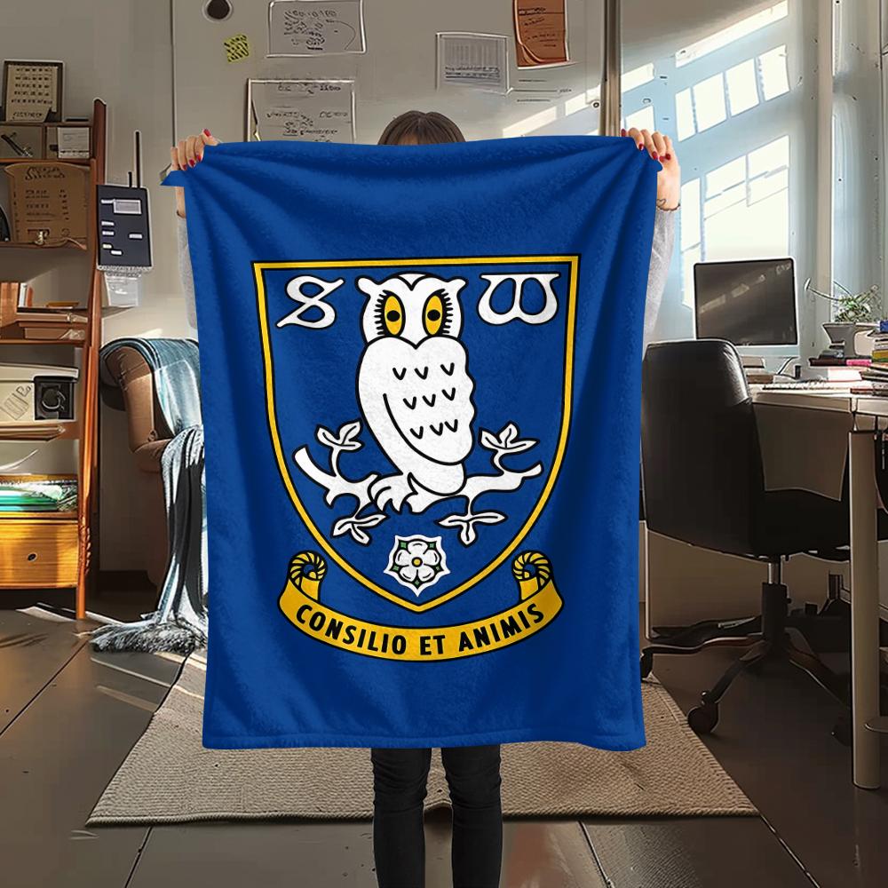 1 szt. Koc flanelowy z nadrukiem Sheffield Wednesday Football Club, Wysokiej jakości, na wszystkie pory roku, Wystrój domu, Ciepło i komfort, Idealny na prezenty świąteczne