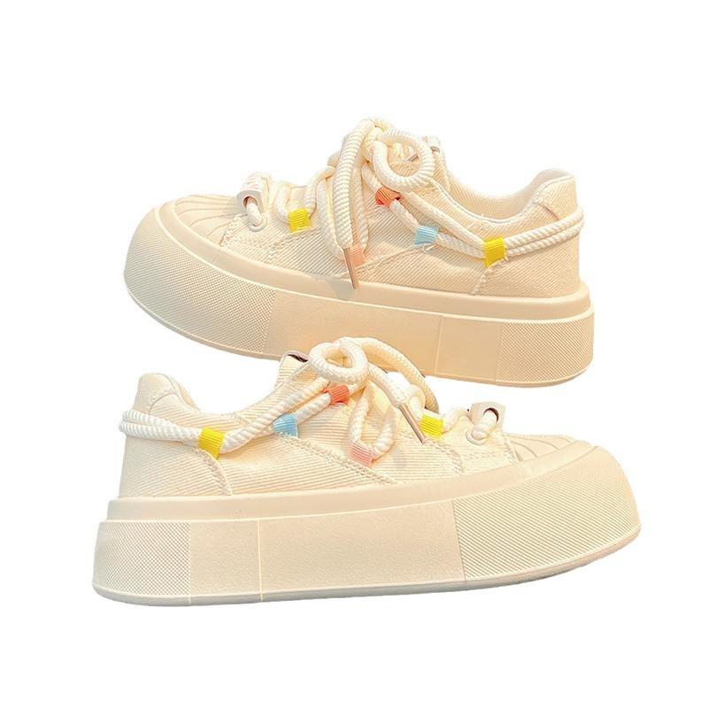 Thick-soled Shell Head Little White Shoes Women's 2025 Spring and Summer New Popular Milk Fufu Versatile Canvas Shoes Original Board Shoes