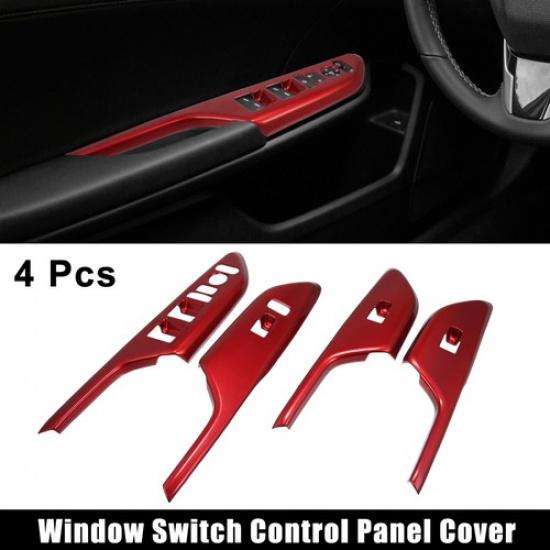 4 Pc Red Power Window Switch Panel Cover Sticker Trim for Honda Civic