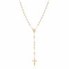 Pendentif Croix Plaqué Or 18K Imperméable Bijoux Collier Chapelet en Acier Inoxydable pour Femmes