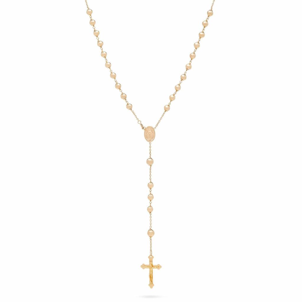 Pendentif Croix Plaqué Or 18K Imperméable Bijoux Collier Chapelet en Acier Inoxydable pour Femmes