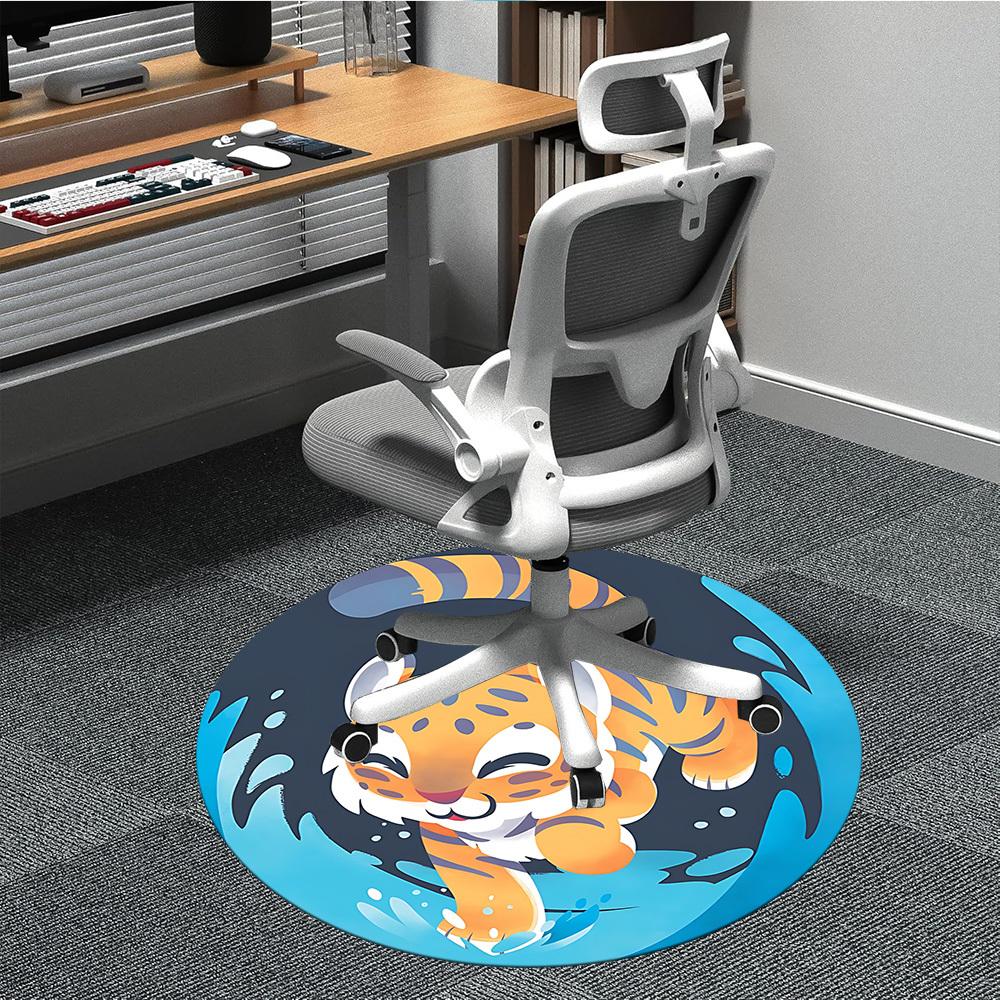 

1pc Tiger Water Splash Chair Carpet for Office, Soft, Non-Slip Polyester Mat, Office, Living Room, Bedroom, Durable Polyester yy251207185 80cm by 80cm