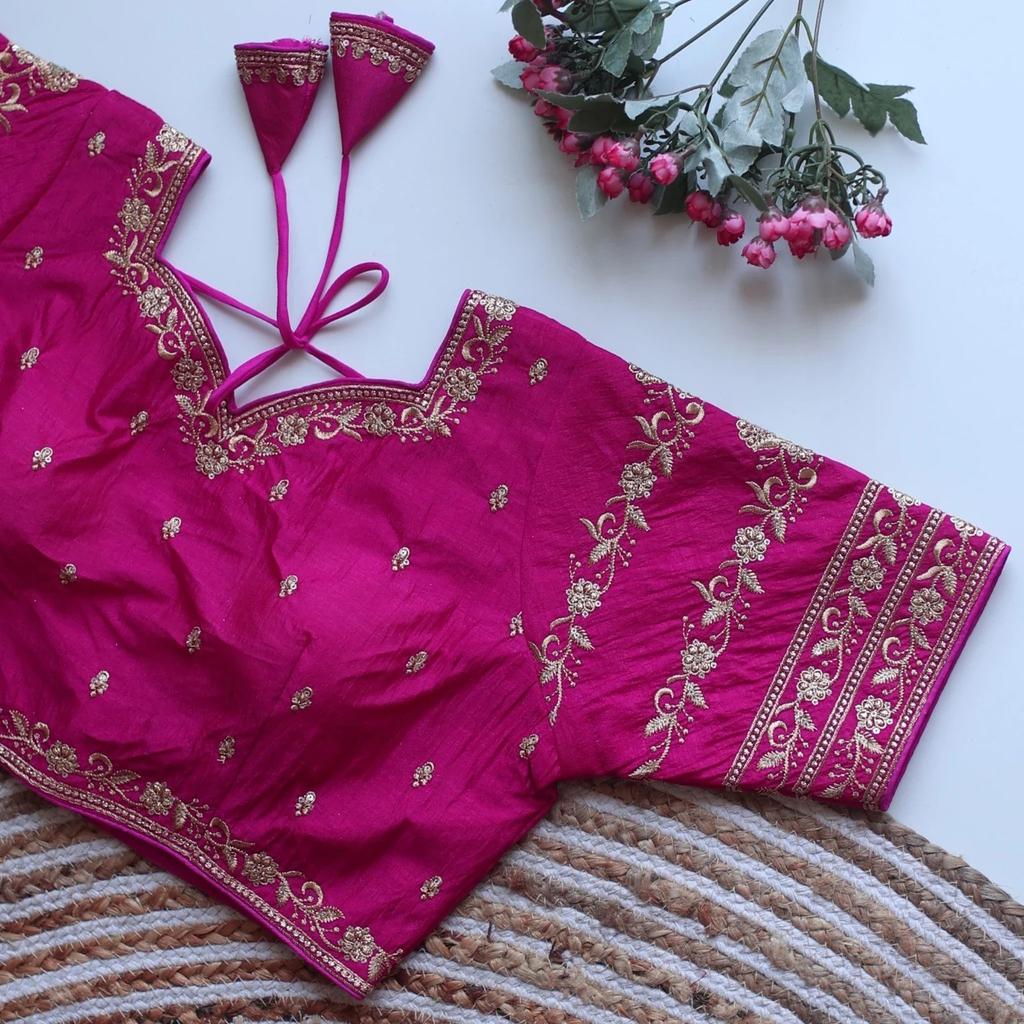 Blouse Brodée de Designer en Mélange de Soie pour Femmes, Tenue de Mariage, Choli Ethnique Prêt-à-porter