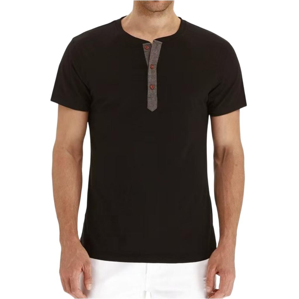 Men's Casual Sports -color T-shirt And Shirt, Men's Round-neck Short-sleeved Top