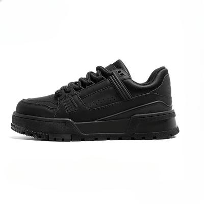 2024 New Round Toe Thick Soled Lace Up Board Shoes Are Versatile Casual Elevated Sports Skateboard Shoes Couple Shoes