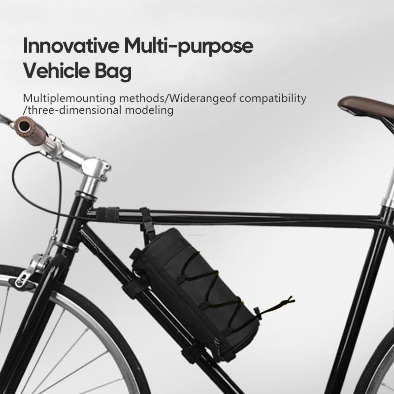 Multifunctional Bicycle Front Frame Bag Oxford Fabric Large Capacity Bike Storage Organizer With Elastic Band Cycling Accessory