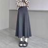 European, American autumn and winter new solid color elastic waist design sense texture medium and long versatile skirt foreign style knitted skirt