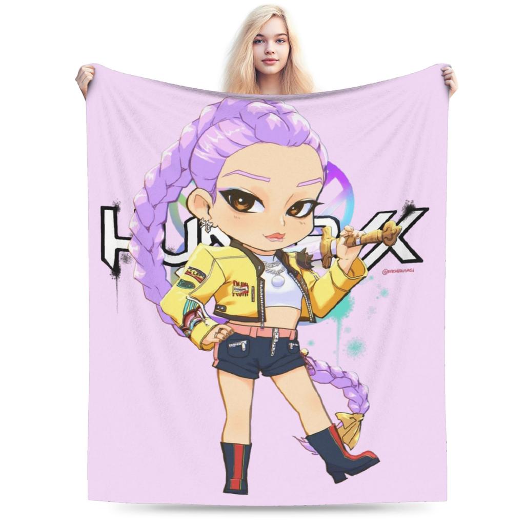Jinu Huntrix Saja Boys K-Pop Demon Hunters Blanket Autumn Soft Throw Blanket for Girl Living Room Print Bedspread Sofa Bed Cover