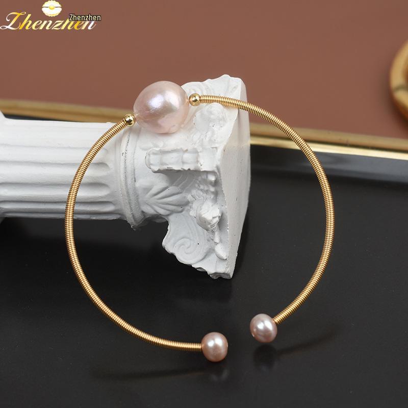 Natural Freshwater Pearl Baroque Bracelet: Women's Handmade Gold Wire-Wrapped Jewelry