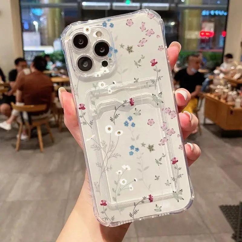 Smile Daisy Flower Case For Iphone 16 Pro Max 11 12 13 14 15 Pro Max 16 Plus X XS XR XS Wallet Card Holder Slot Bag Clear Cover