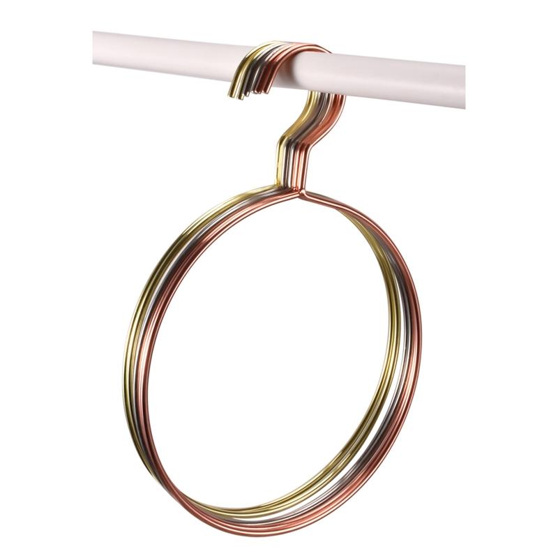 10pcs Iron Round Scarf Ring Hanger Belt Rack Non-Slip Tie Hanging Hooks Closet Organizer Storage Holder for Ties Scarves