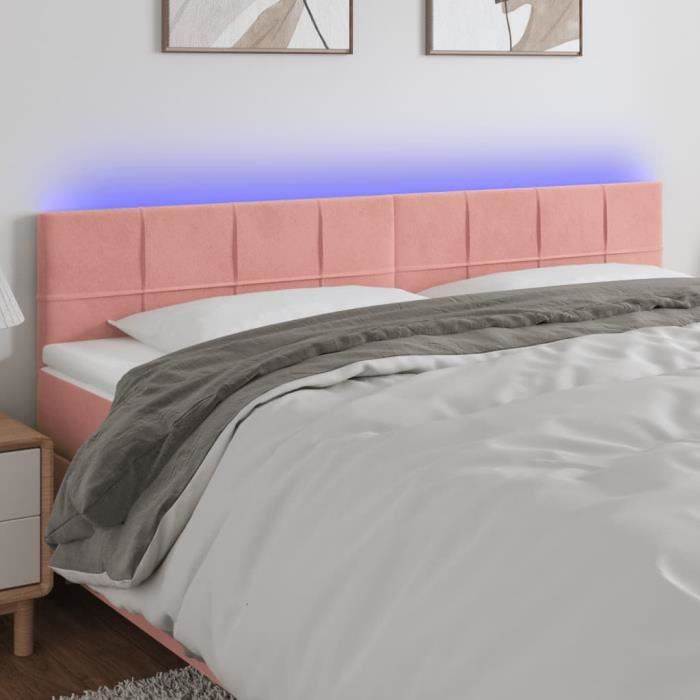 3121677 vidaXL LED Headboard Pink 180x5x78-88 Cm Velvet